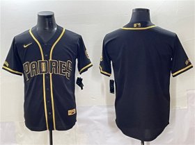 Cheap Men\'s San Diego Padres Blank Black Gold Stitched Baseball Jersey