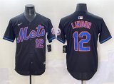Cheap Men's New York Mets #12 Francisco Lindor Black Alternate Limited Stitched Baseball Jersey