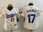Cheap Women's Los Angeles Dodgers #17 Shohei Ohtani Cream 2025 Tokyo Series Limited Stitched Baseball Jersey(Run Small)