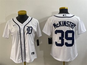 Cheap Women\'s Detroit Tigers #39 Zach McKinstry White Cool Base Stitched Baseball Jersey(Run Small)