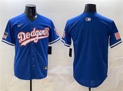 Cheap Men's Los Angeles Dodgers Blank Royal With American Flag Patch Limited Stitched Baseball Jersey