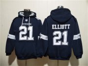 Men's Dallas Cowboys #21 Ezekiel Elliott Navy Ageless Must-Have Lace-Up Pullover Hoodie Cheap