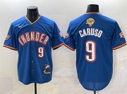 Cheap Men's Oklahoma City Thunder #9 Alex Caruso Blue 2025 Finals Vapor Stitched Baseball Jersey