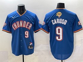 Cheap Men\'s Oklahoma City Thunder #9 Alex Caruso Blue 2025 Finals Vapor Stitched Baseball Jersey