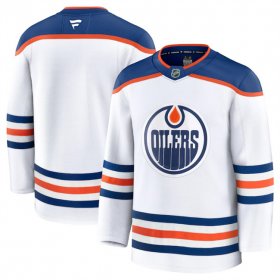Men\'s Edmonton Oilers Blank White 2024-25 Away Stitched Hockey Jersey