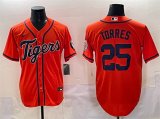 Cheap Men's Detroit Tigers #25 Gleyber Torres Orange With Patch Vapor Premier Limited Stitched Baseball Jersey