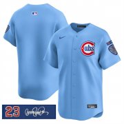 Men's Chicago Cubs Blank Blue 'Ryne Sandberg Tribute' Vapor Limited V3 Stitched Baseball Jersey Cheap Wholesale