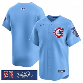 Men\'s Chicago Cubs Blank Blue \'Ryne Sandberg Tribute\' Vapor Limited V3 Stitched Baseball Jersey Cheap Wholesale