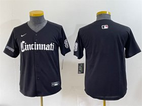 Cheap Youth Cincinnati Reds Blank Black \'Gothic Queen City Edition\' Vapor Premier Limited Stitched Baseball Jersey