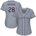 Wholesale Cheap Rockies #28 Nolan Arenado Grey Road Women's Stitched MLB Jersey