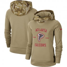 Wholesale Cheap Women\'s Atlanta Falcons Nike Khaki 2019 Salute to Service Therma Pullover Hoodie