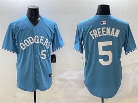 Men\'s Los Angeles Dodgers #5 Freddie Freeman Light Blue Limited Stitched Baseball Jersey Cheap
