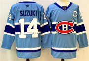 Cheap Men's Montreal Canadiens #14 Nick Suzuki Blue 2023-24 Reverse Retro Stitched Jersey