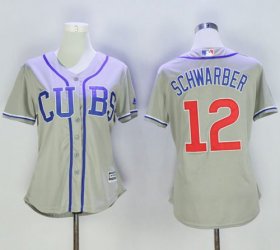 Wholesale Cheap Cubs #12 Kyle Schwarber Grey Women\'s Alternate Road Stitched MLB Jersey