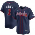 Cheap Men's Atlanta Braves #1 Ozzie Albies Navy 2025 Speedway Classic Alternate Limited Stitched Baseball Jersey