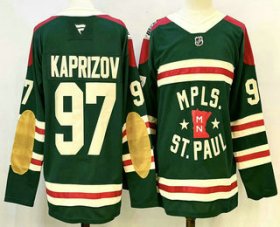 Cheap Men\'s Minnesota Wild #97 Kirill Kaprizov Green Winter Classic Stitched Authentic Jersey