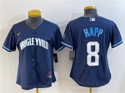Women's Chicago Cubs #8 Ian Happ Navy City Connect Stitched Jersey Cheap