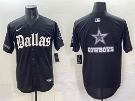 Men\'s Dallas Cowboys Team Big Logo Black \'Gothic Lone Star Edition\' Limited Stitched Baseball Jersey