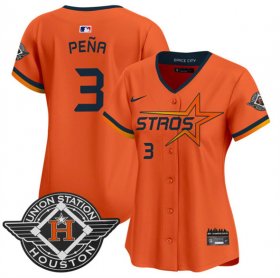 Women\'s Houston Astros #3 Jeremy Pena Orange 2025 City Connect Limited Stitched Baseball Jersey(Run Small) Cheap