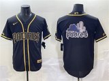 Cheap Men's San Diego Padres Team Big Logo Black Gold Stitched Baseball Jersey