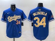 Cheap Men's Los Angeles Dodgers #34 Fernando Valenzuela Royal 2025 Gold Collection Limited Stitched Baseball Jersey