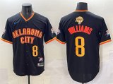 Cheap Men's Oklahoma City Thunder #8 Jalen Williams Black 2025 Finals Vapor Stitched Baseball Jersey