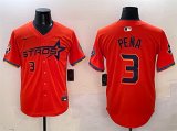 Cheap Men's Houston Astros #3 Jeremy Pena Orange 2025 City Connect With Texas Patch Limited Stitched Baseball Jersey