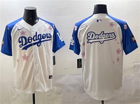 Men\'s Los Angeles Dodgers Team Big Logo White Royal 2025 Tokyo Series Limited Stitched Baseball Jersey Cheap