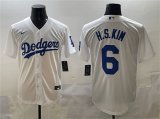 Men's Los Angeles Dodgers #6 H.S.Kim White Cool Base Stitched Baseball Jersey Cheap