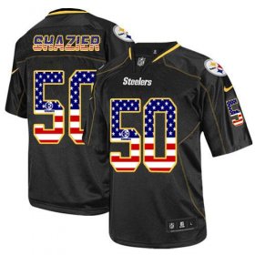 Wholesale Cheap Nike Steelers #50 Ryan Shazier Black Men\'s Stitched NFL Elite USA Flag Fashion Jersey