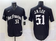 Cheap Men's San Francisco Giants #51 Jung Hoo Lee Black 'Gothic Fog Edition' Vapor Premier Limited Stitched Baseball Jersey