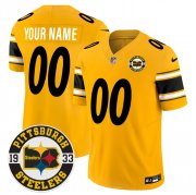 Mens Pittsburgh Steelers Throwback 1933 Patch yellow Vapor Limited All Stitched Jersey Cheap Wholesale