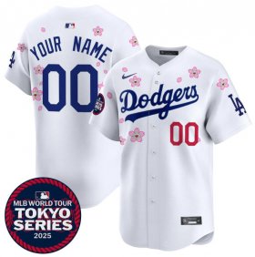 Men\'s Los Angeles Dodgers Active Player Custom White 2025 Tokyo Series Limited Stitched Baseball Jersey Cheap