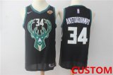 Men's Milwaukee Bucks #Custom Black 2017-2018 Nike Swingman Stitched NBA Jersey Cheap