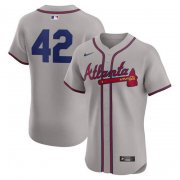Cheap Men's Atlanta Braves #42 Jackie Robinson Gray Flex Base Stitched Jersey