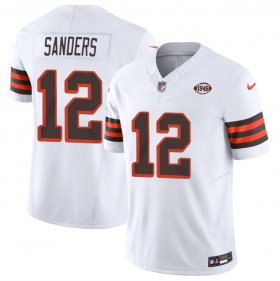 Men\'s Cleveland Browns #12 Shedeur Sanders White 2025 Draft 1946 Collection F.U.S.E. Vapor Limited Stitched Football Jersey
