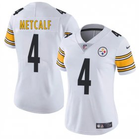 Women\'s Pittsburgh Steelers #4 DK Metcalf White 2025 Vapor Football Stitched Jersey(Run Small) Cheap