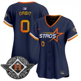 Women\'s Houston Astros #0 Orbit Navy 2025 City Connect Limited Stitched Baseball Jersey(Run Small) Cheap