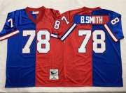 Men's Buffalo Bills #78 Bruce Smith Blue Red Splite Throwback Stitched Jersey Cheap