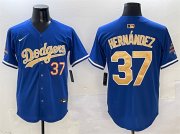 Cheap Men's Los Angeles Dodgers #37 Teoscar Hernandez Royal 2025 Gold Collection Limited Stitched Baseball Jersey