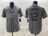 Cheap Men's Cleveland Browns #12 Shedeur Sanders Gray With Patch Cool Base Stitched Baseball Jersey