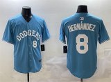 Men's Los Angeles Dodgers #8 Enrique Hernandez Light Blue Limited Stitched Baseball Jersey Cheap