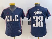 Youth Cleveland Guardians #38 Steven Kwan Navy 2024 City Connect Limited Stitched Baseball Jersey Cheap
