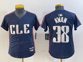 Youth Cleveland Guardians #38 Steven Kwan Navy 2024 City Connect Limited Stitched Baseball Jersey Cheap