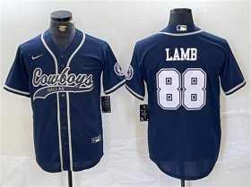 Cheap Men\'s Dallas Cowboys #88 CeeDee Lamb Navy Cool Base Baseball Stitched Jersey
