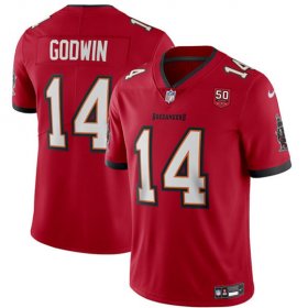 Men\'s Tampa Bay Buccaneers #14 Chris Godwin Red 2025 50th Season patch Vapor Untouchable Limited Football Stitched Jersey
