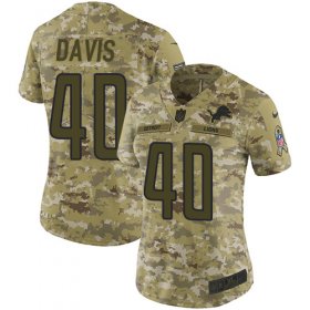 Wholesale Cheap Nike Lions #40 Jarrad Davis Camo Women\'s Stitched NFL Limited 2018 Salute to Service Jersey