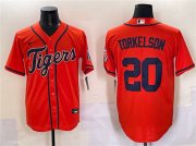 Cheap Men's Detroit Tigers #20 Spencer Torkelson Orange With Patch Cool Base Stitched Baseball Jersey