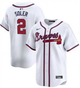 Cheap Men\'s Atlanta Braves #2 Jorge Soler White 2024 Home Limited Stitched Baseball Jersey