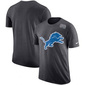 Wholesale Cheap NFL Men\'s Detroit Lions Nike Anthracite Crucial Catch Tri-Blend Performance T-Shirt